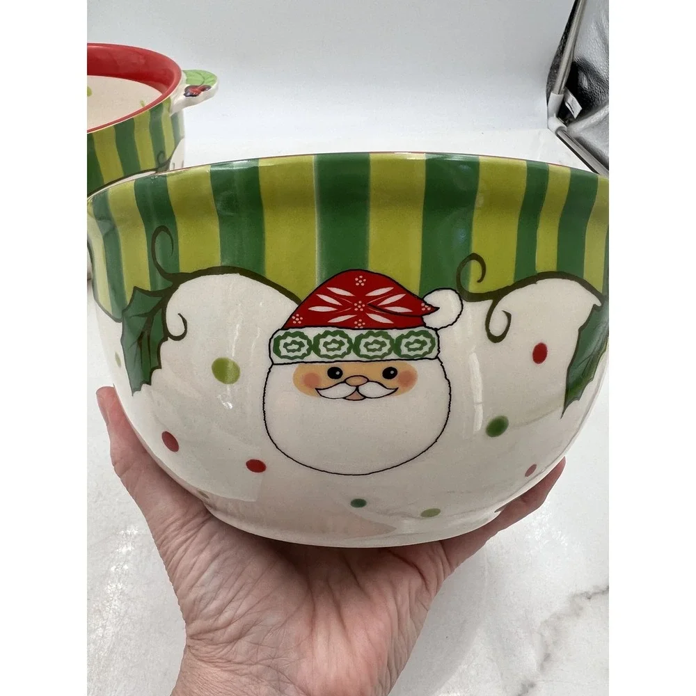 Temp-tations Winter Whimsy Nesting Mixing Bowl Set Holiday Snowman Santa Penguin